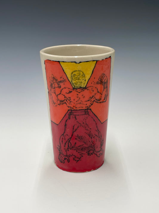 Stoneware Tumbler Featuring Mighty Men & Monsters